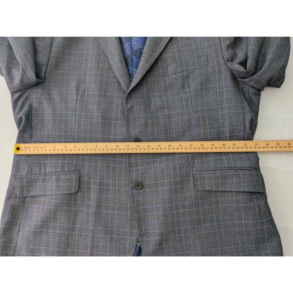 TailorByrd Collection Mens 46R Gray Blue Glen Plaid Sport Coat Blazer 2 Button‎
